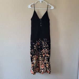 Urban Outfitters Velvel Midi Dress Black Floral Size Small Whimsigoth Y2k Event
